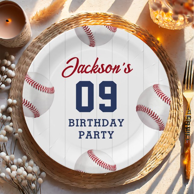 Baseball Boy Birthday Party Paper Plates (Creator Uploaded)