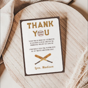 Baseball Boy Birthday Thank You Card