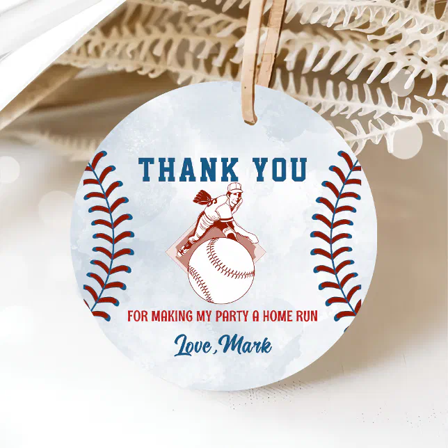 Baseball Boy Birthday Thank You Favor Tags | Zazzle