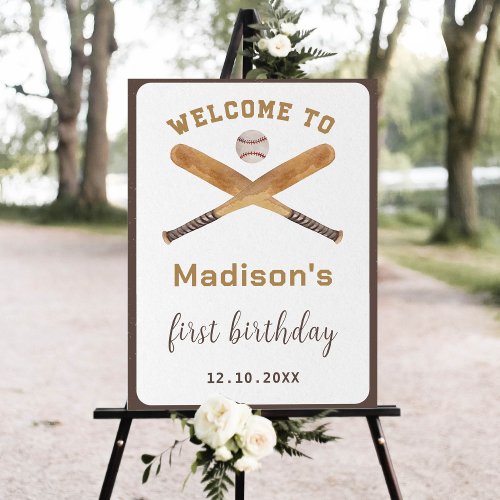 Baseball Boy Birthday Welcome Sign