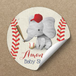 Baseball Boy Cute Elephant Baby Shower Classic Round Sticker<br><div class="desc">Baseball Boy Cute Elephant Baby Shower Stickers.</div>