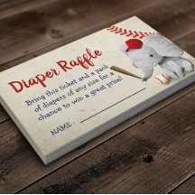 Baseball Boy Elephant Baby Shower Diaper Raffle