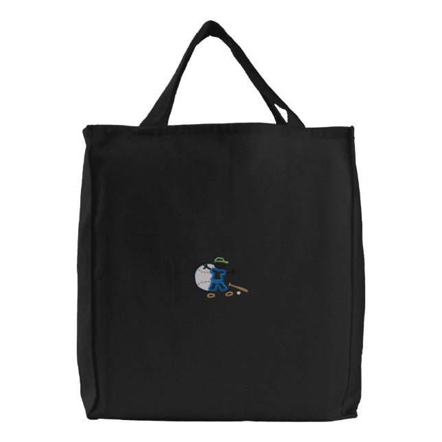 Baseball Boy Embroidered Tote Bag (Front)