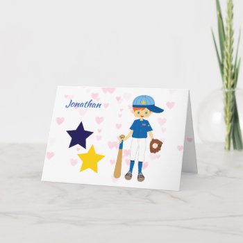 Baseball Boy Personalized Valentine Card by SandCreekVentures at Zazzle