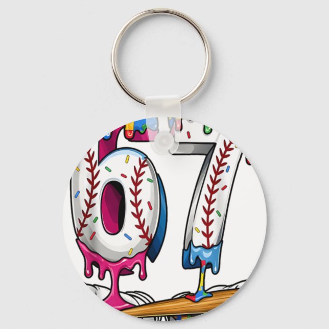 Baseball Boy Puzzle Ice Cream Drip Baseball Autism Keychain (Front)