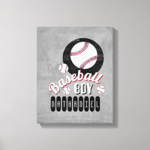 baseball boy sports quote add your name gray    canvas print