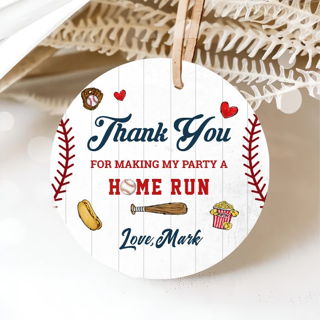 Baseball Boy Thank You Birthday Thank You Favor Tags (Creator Uploaded)