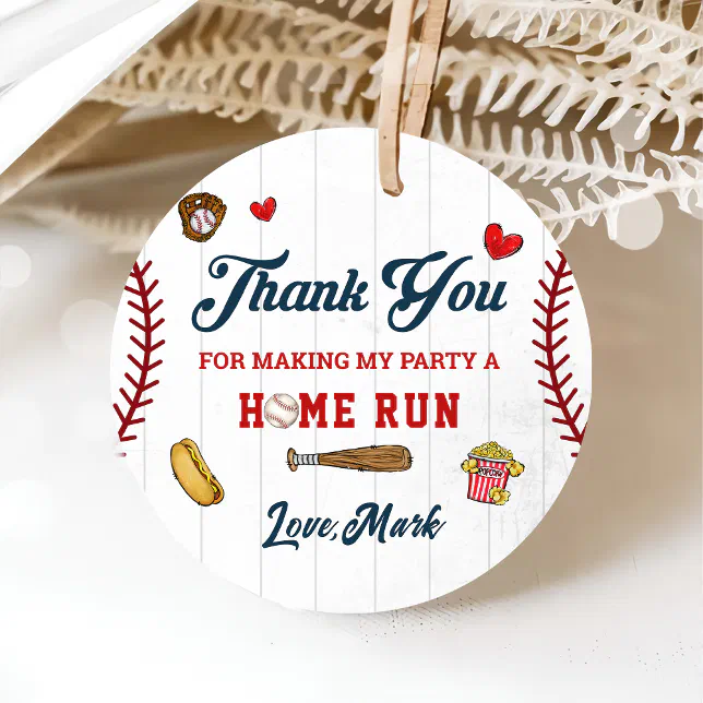 Baseball Boy Thank You Birthday Thank You Favor Tags | Zazzle
