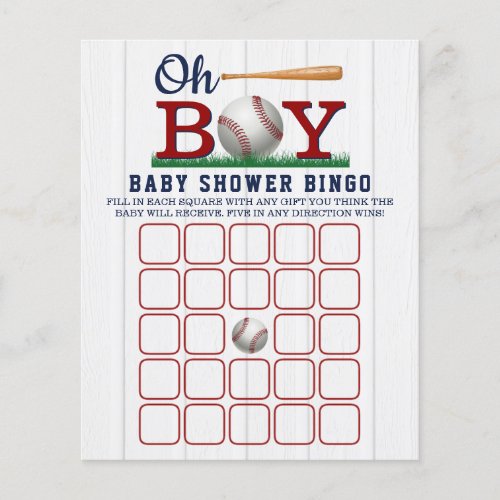 Baseball Boys Baby Shower Bingo