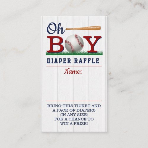 Baseball Boys Baby Shower Diaper Raffle Enclosure Card