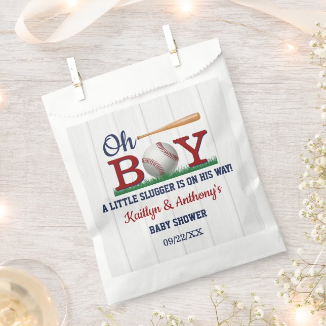Baseball Boys Baby Shower Favor Bag (Clipped)