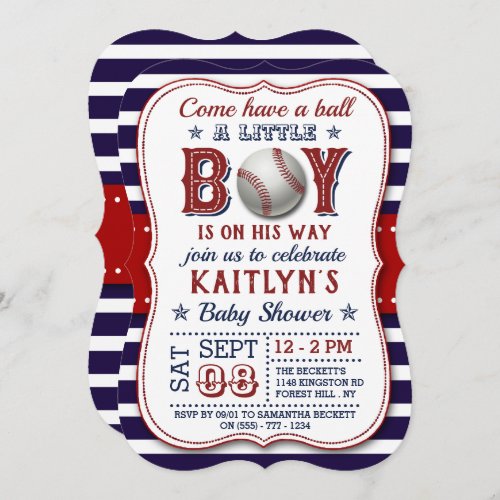 Baseball Boys Baby Shower Invitations