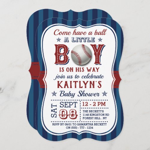 Baseball Boys Baby Shower Invitations