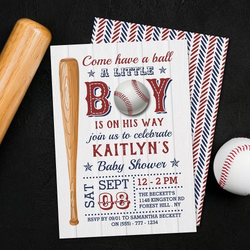 Baseball Boys Baby Shower Invitations