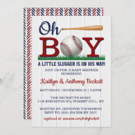 Baseball Boys Baby Shower Invitations