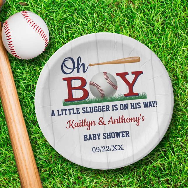 Baseball Boys Baby Shower Paper Plates (Creator Uploaded)