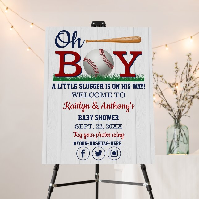 Baseball Boys Baby Shower Welcome Sign (In Situ (Stand))