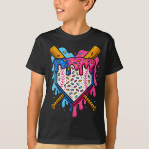 Baseball Boys Ice Cream Drip Baseball  T-Shirt