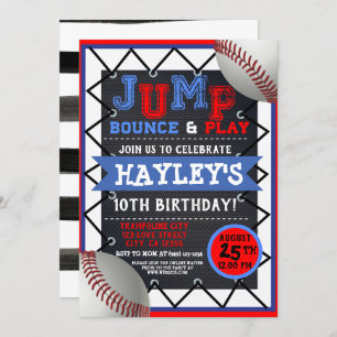 Baseball boys kids Jump & Play Trampoline Park Invitation