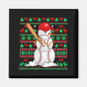 Baseball Boys Men Christmas Snowman Players Ugly X Magnet