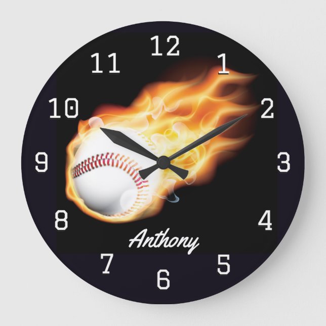Baseball Boy's Room Personalized Large Clock (Front)
