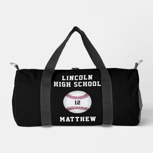 Baseball Boys School Team Name Number Sports Duffle Bag