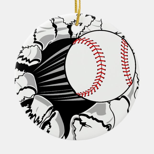 Baseball Breakthrough Ceramic Ornament (Front)