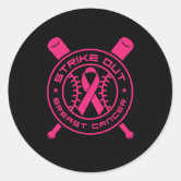 Baseball Breast Cancer Awareness Month Square Sticker | Zazzle