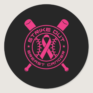 Baseball Breast Cancer Awareness Month Classic Round Sticker