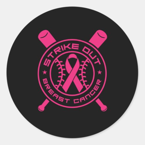 Baseball Breast Cancer Awareness Month Classic Round Sticker