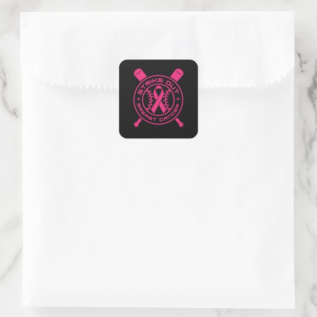 Baseball Breast Cancer Awareness Month Square Sticker | Zazzle