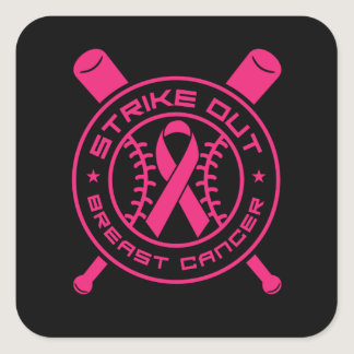 Baseball Breast Cancer Awareness Month Square Sticker
