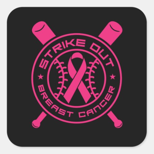 Baseball Breast Cancer Awareness Month Square Sticker