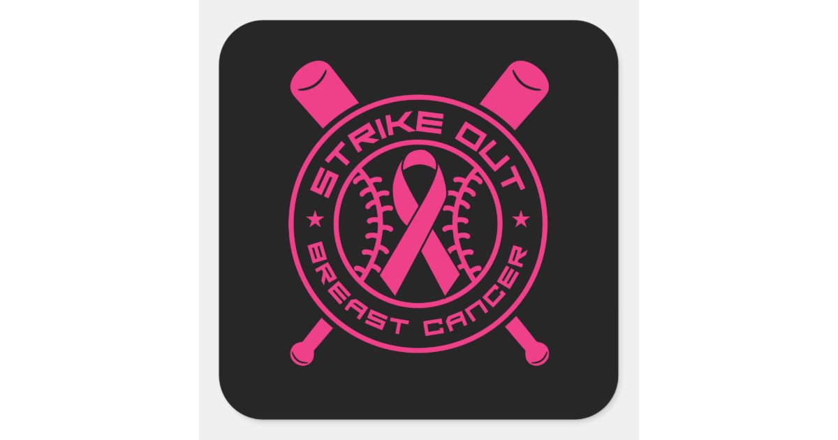 Baseball Breast Cancer Awareness Month Square Sticker | Zazzle