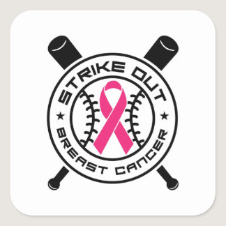Baseball Breast Cancer Awareness Square Sticker