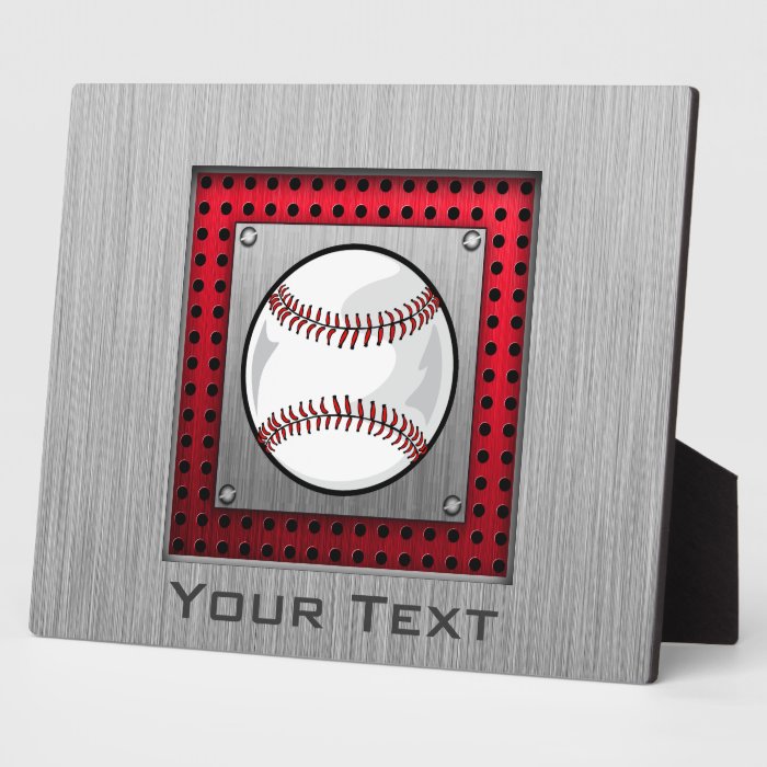 Baseball; Brushed Aluminum look Photo Plaques