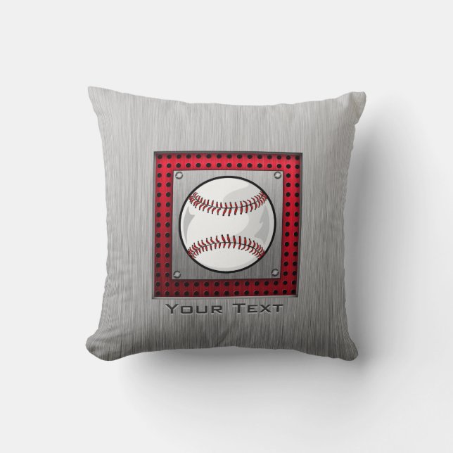 Baseball; Brushed Aluminum look Throw Pillow (Front)