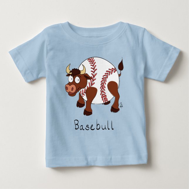 Baseball Bull Sports Cute Kids Baby T-Shirt (Front)
