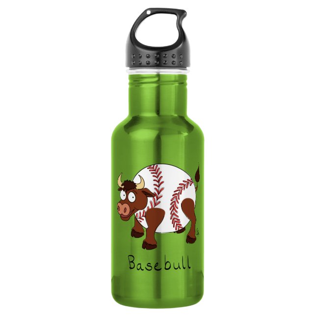 Baseball Bull Sports Funny Kids Stainless Steel Water Bottle (Front)