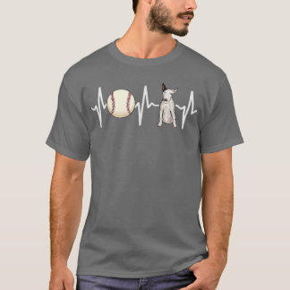 Baseball Bull Terrier Heartbeat Dog Lover T-Shirt