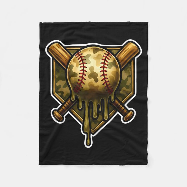 Baseball Camo Drip Ice Cream Youth Boys Srts  Fleece Blanket (Front)