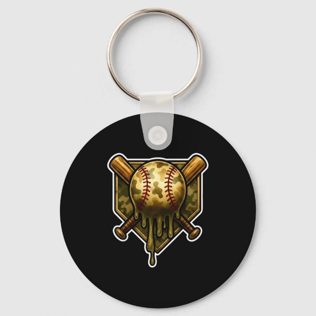Baseball Camo Drip Ice Cream Youth Boys Srts  Keychain (Front)