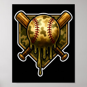 Baseball Camo Drip Ice Cream Youth Boys Srts  Poster