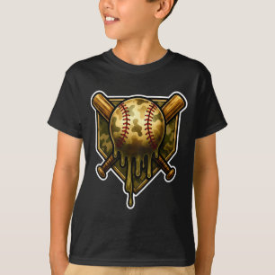 Baseball Camo Drip Ice Cream Youth Boys Srts T-Shirt