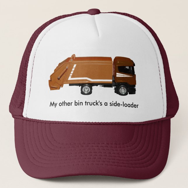 baseball cap, brown bin truck trucker hat (Front)