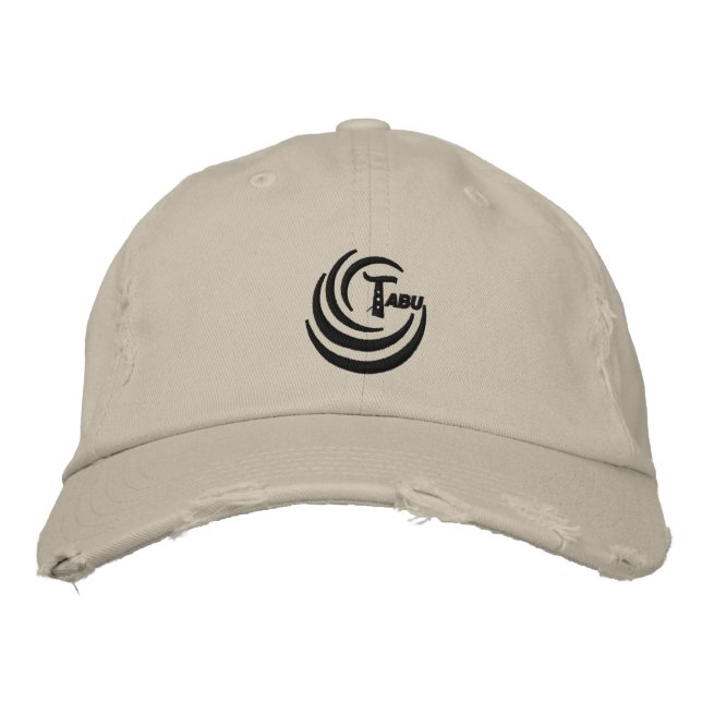 Baseball cap distressed black t logo (Front)