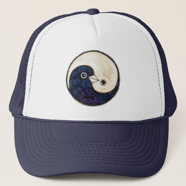 Baseball cap Yin Yang design with doves (Front)