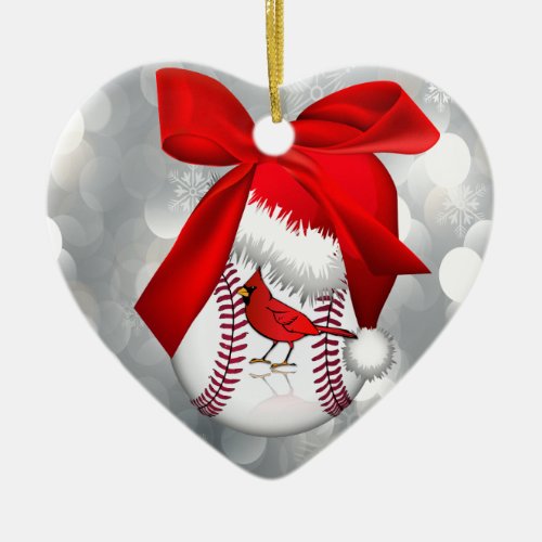 Baseball Cardinal Santa Hat Ornament