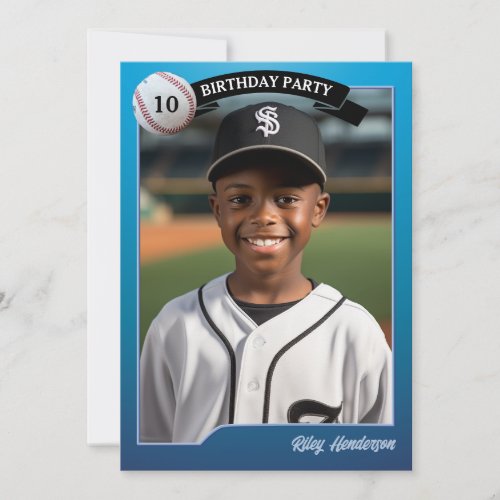 Baseball Cards Photo Birthday Party Invitation