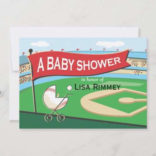 Baseball Carriage Baby Shower Invitation